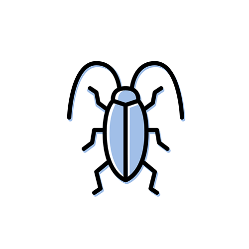 A clipart icon of a cockroach.