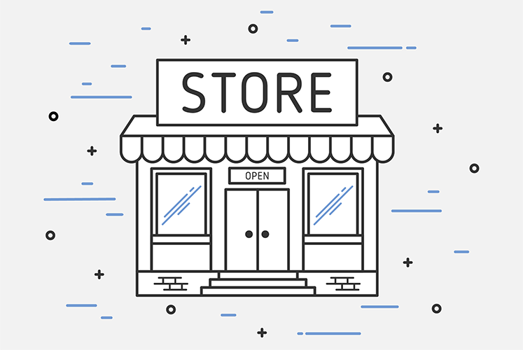 A clipart graphic of a storefront.