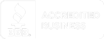 Better Business Bureau Accredited Business badge in white.
